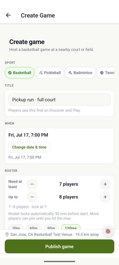 Create a casual game form